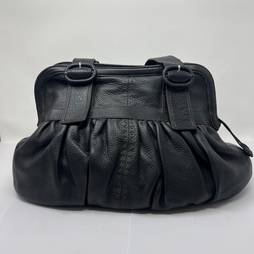 Cole Haan Rouched  Village Soft‎ Sholder Bag Leather Black Medium Size VTG NWT